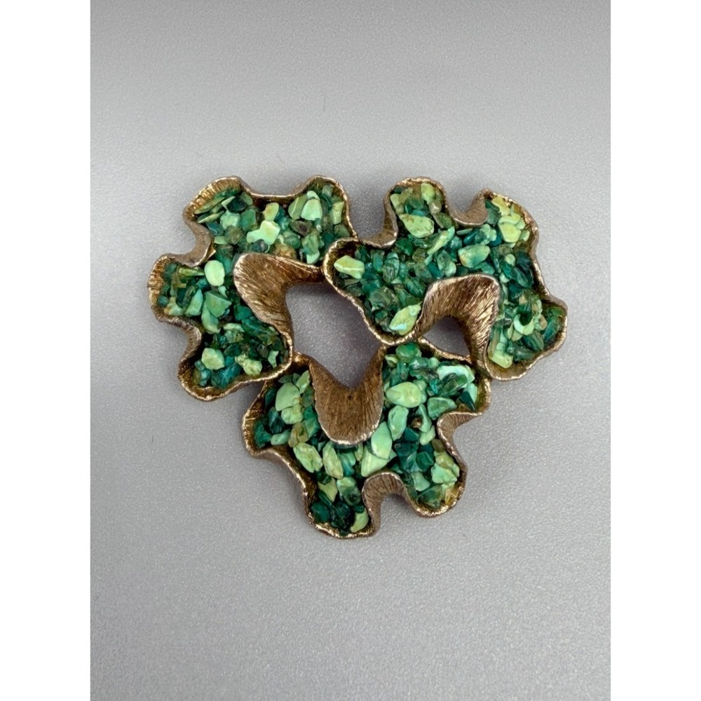 Edward Swoboda Vintage Jade Gemstone Brooch #935